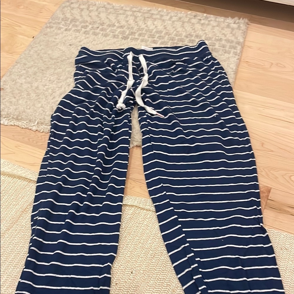 Navy and White Striped Lounge Pants